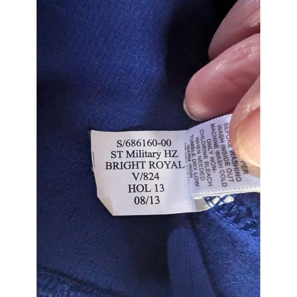 Banana Republic Men's L Half Zip Pullover Sweater Military Blue Elbow Patches